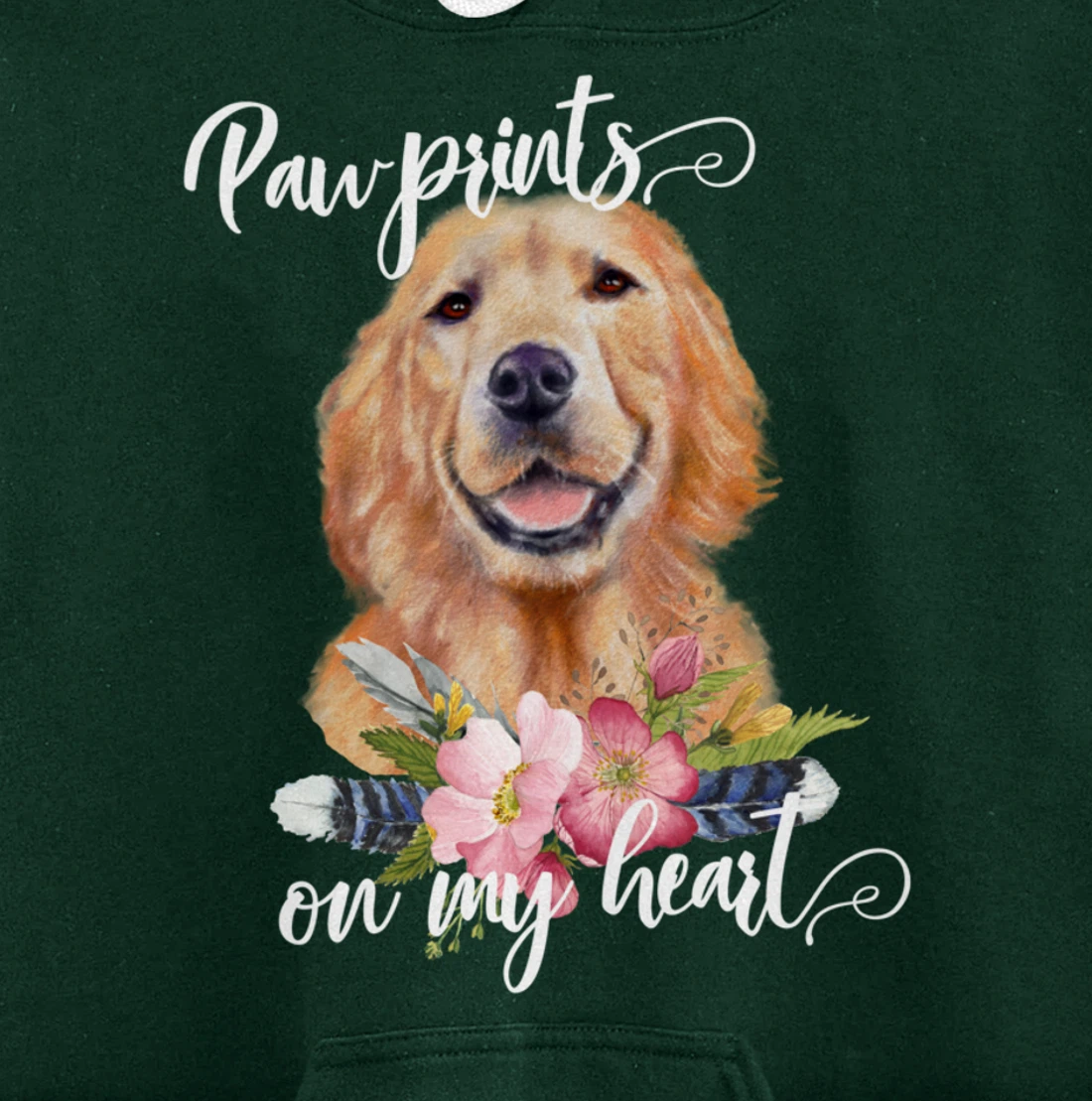 Paw Prints on My Heart Dog Lover Gifts Golden Retriever Pullover Hoodie