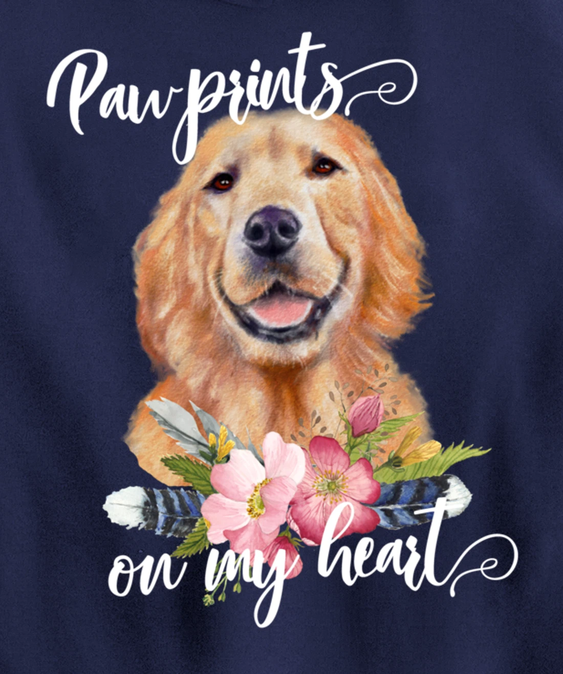 Paw Prints on My Heart Dog Lover Gifts Golden Retriever Pullover Hoodie