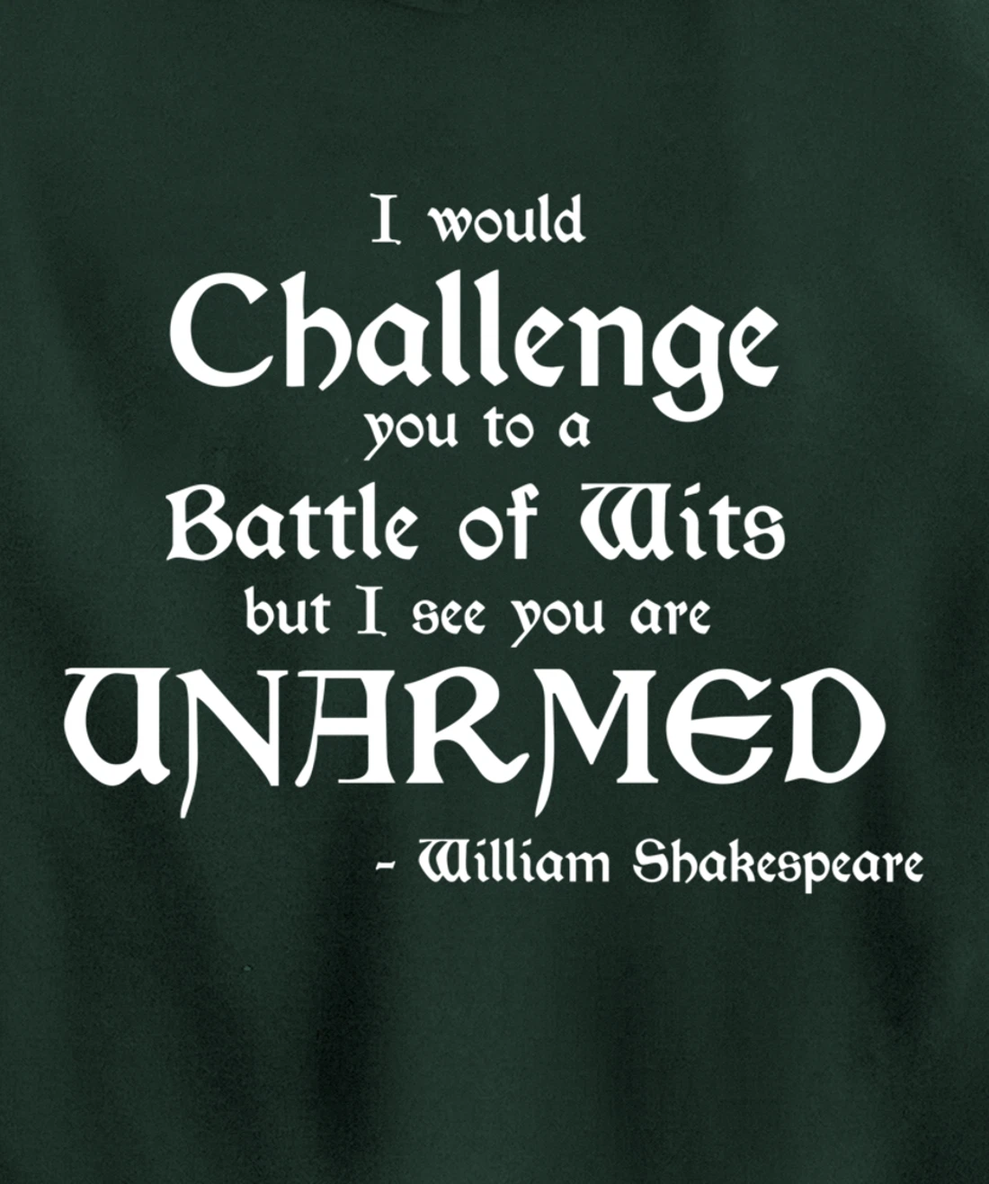 Funny William Shakespeare Battle of Wits Pullover Hoodie