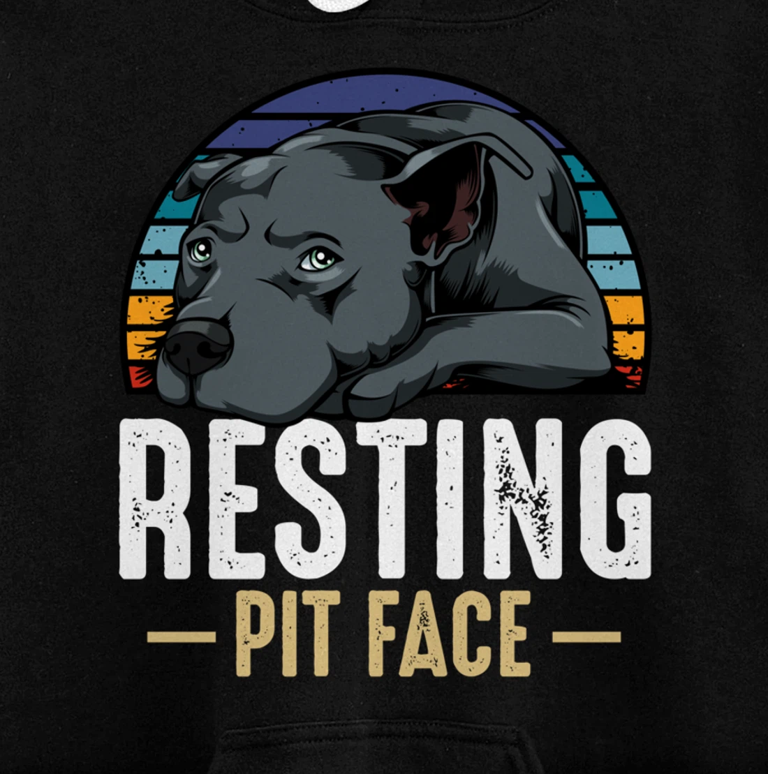 Resting Pit Face Pitbull Funny Cute Dog Pet Animal Lover Pullover Hoodie