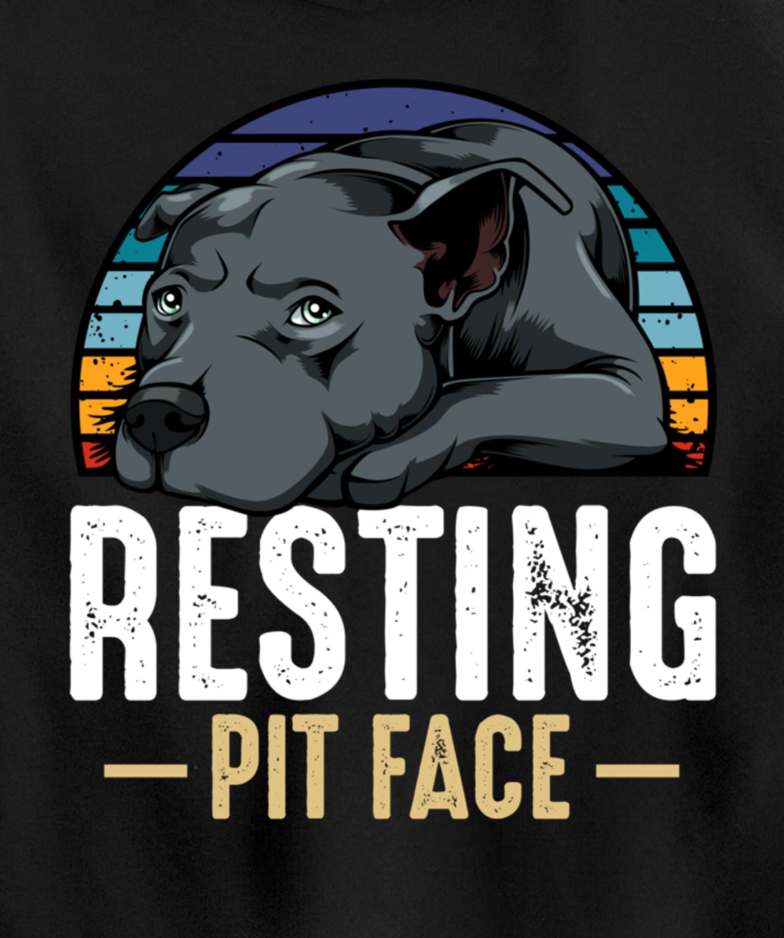 Resting Pit Face Pitbull Funny Cute Dog Pet Animal Lover Pullover Hoodie