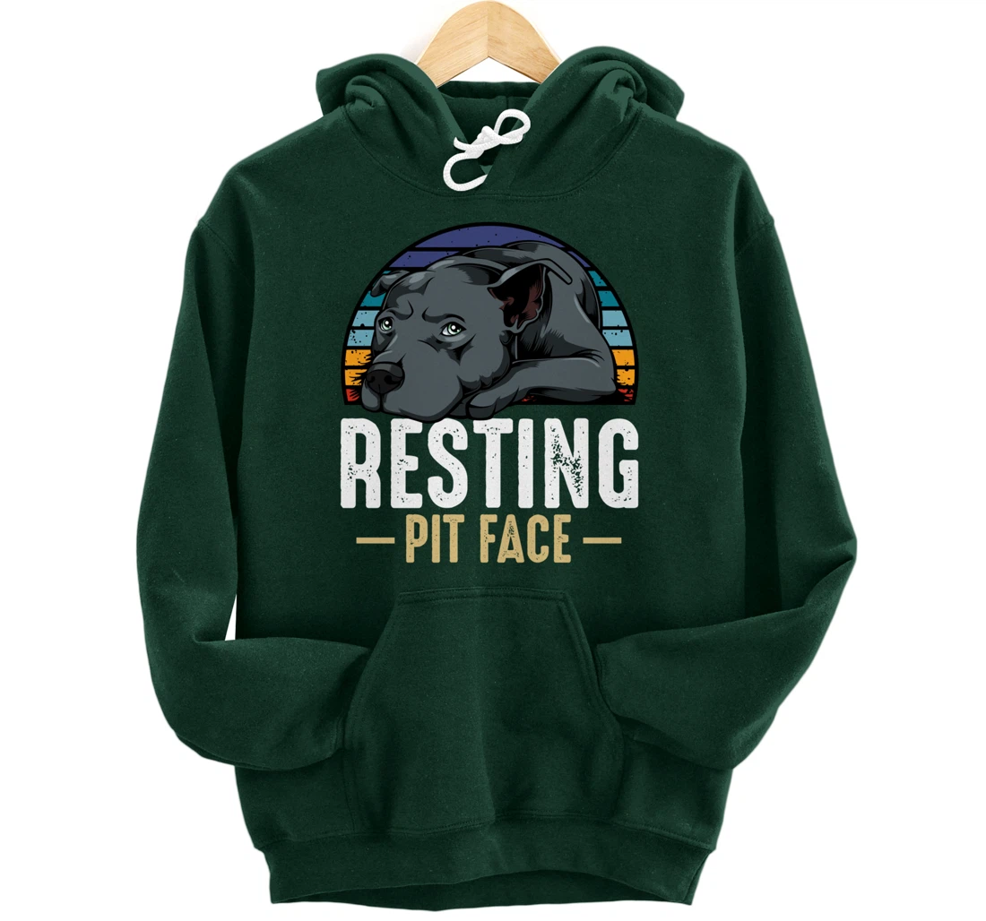 Resting Pit Face Pitbull Funny Cute Dog Pet Animal Lover Pullover Hoodie