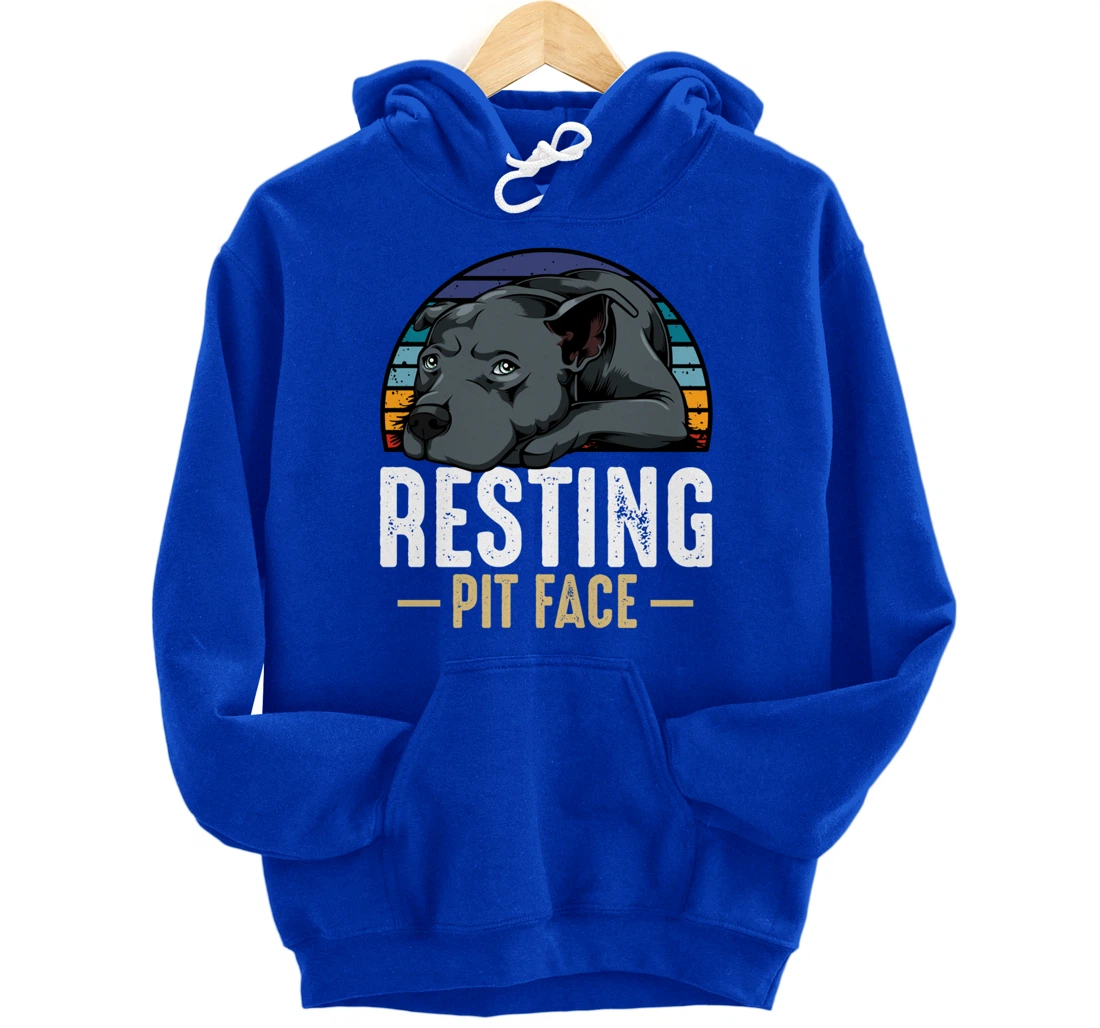 Resting Pit Face Pitbull Funny Cute Dog Pet Animal Lover Pullover Hoodie