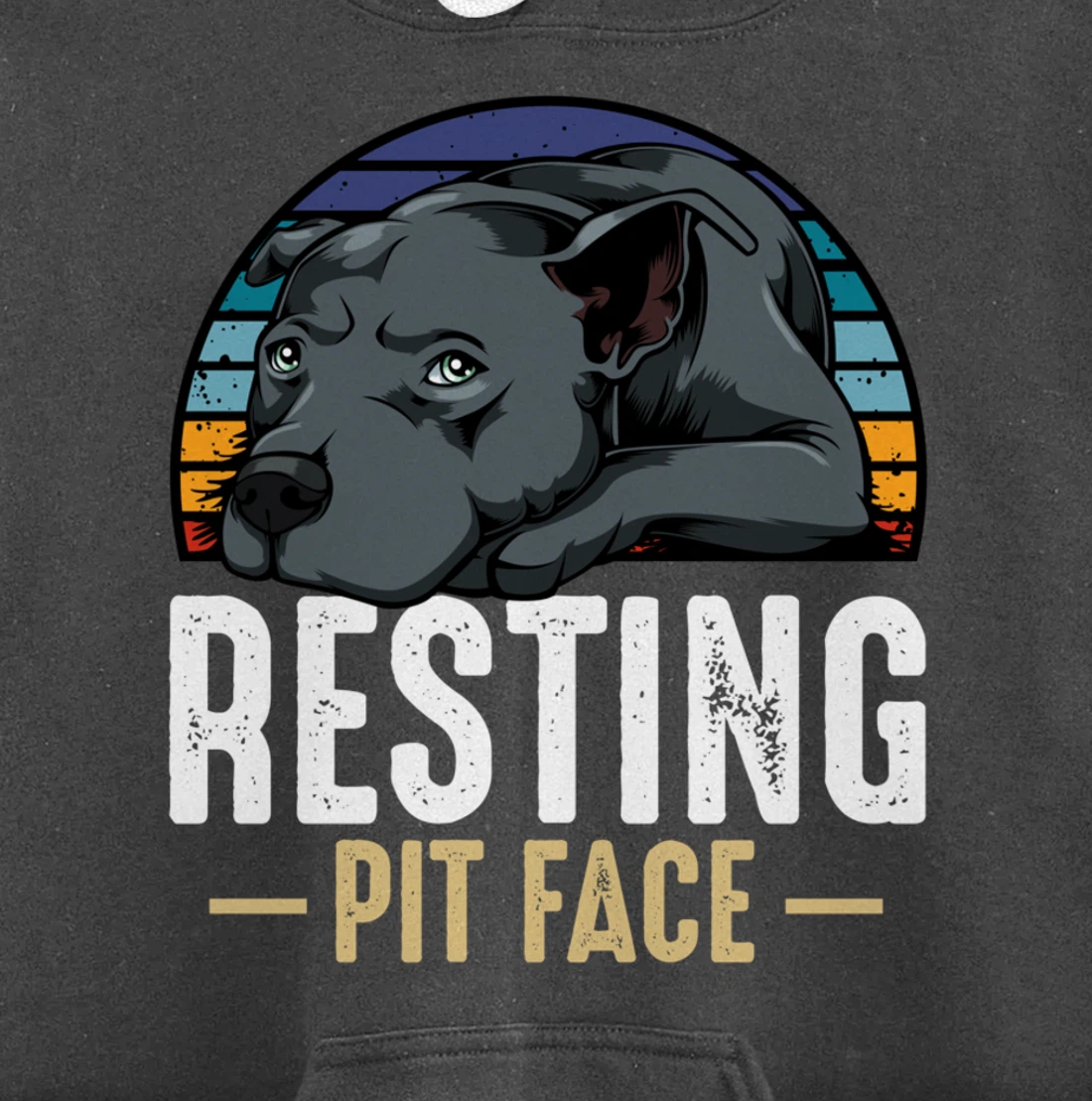 Resting Pit Face Pitbull Funny Cute Dog Pet Animal Lover Pullover Hoodie