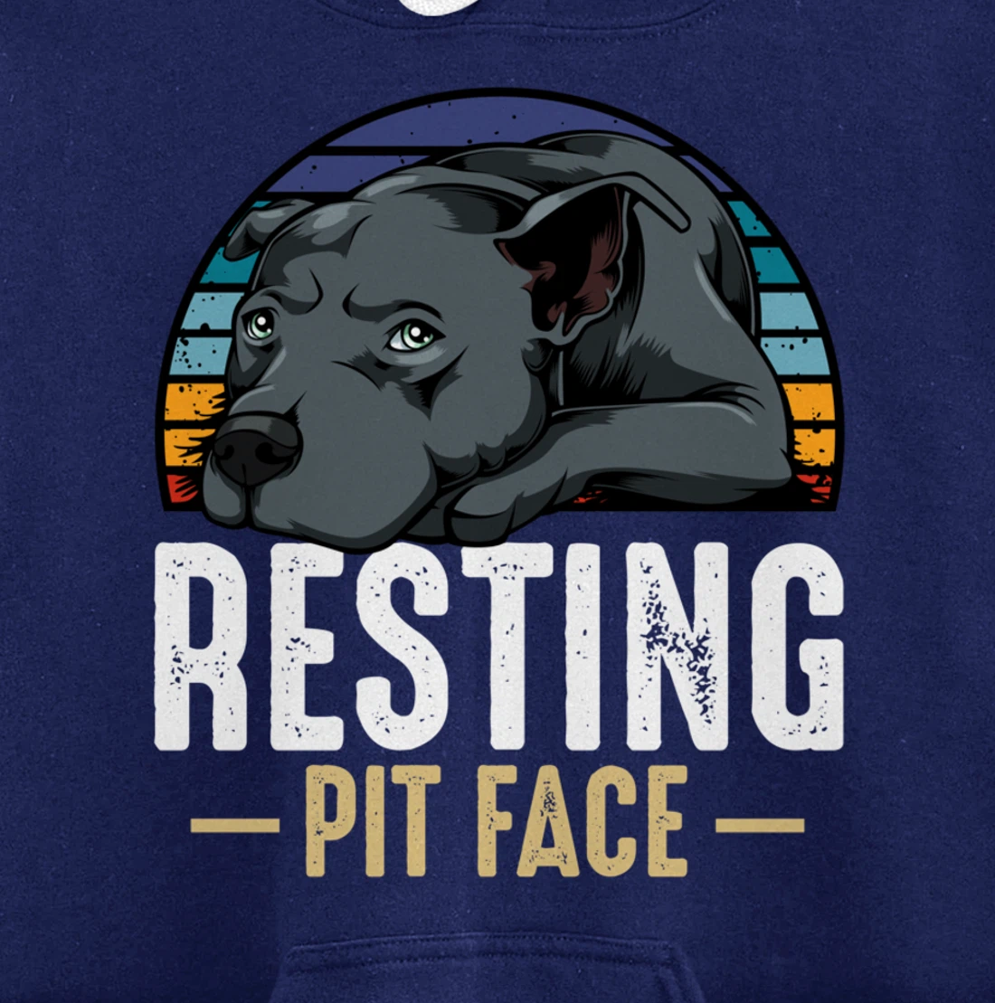 Resting Pit Face Pitbull Funny Cute Dog Pet Animal Lover Pullover Hoodie