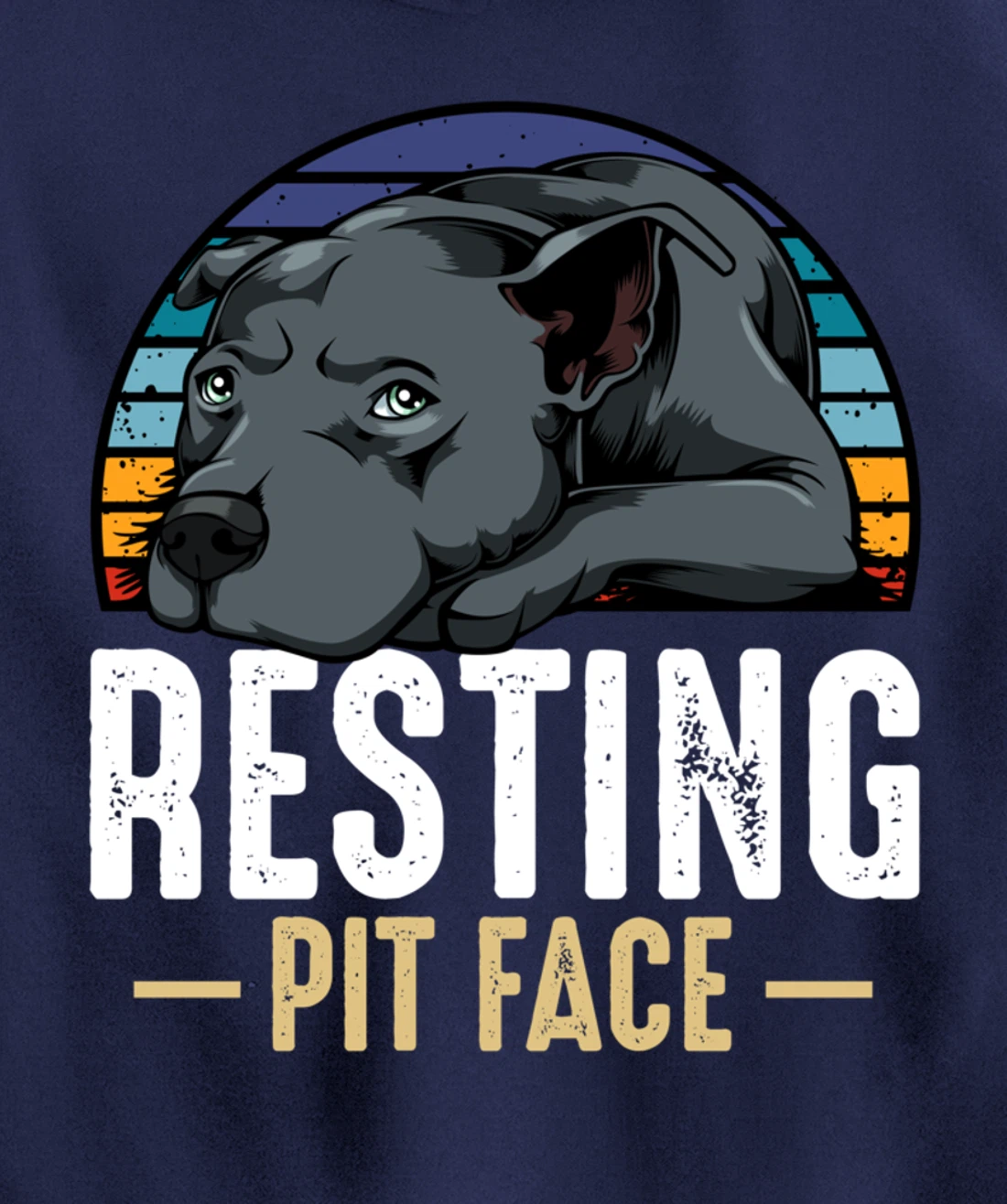 Resting Pit Face Pitbull Funny Cute Dog Pet Animal Lover Pullover Hoodie