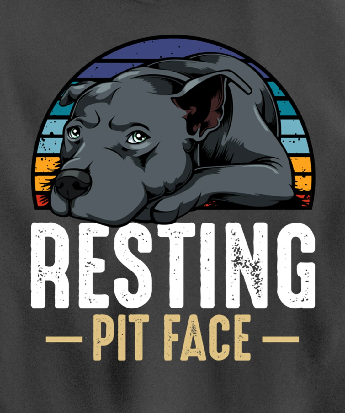 Resting Pit Face Pitbull Funny Cute Dog Pet Animal Lover Pullover Hoodie