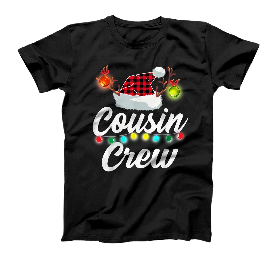 Cousin Crew Cute Lights Santa Hat Chrismas Party Pajama T-Shirt