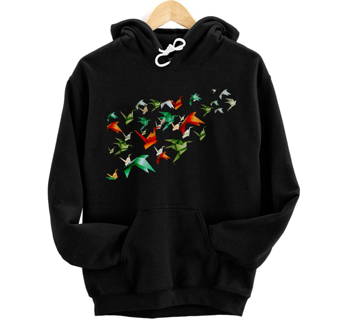 Origami Decorative Paper Cranes Japanese Paper Bird Lover Pullover Hoodie