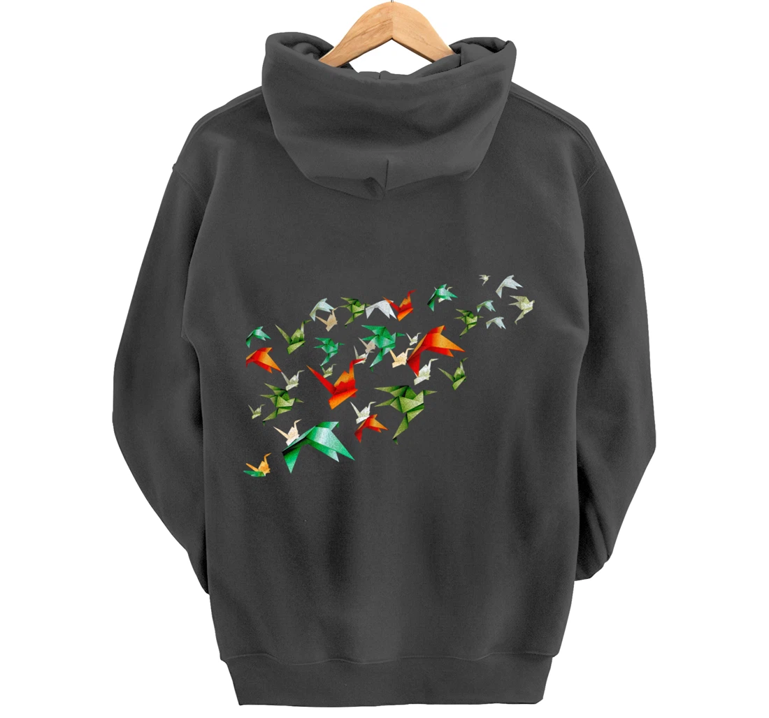 Origami Decorative Paper Cranes Japanese Paper Bird Lover Pullover Hoodie