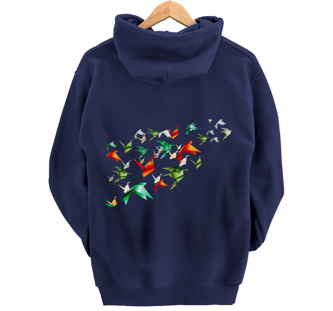 Origami Decorative Paper Cranes Japanese Paper Bird Lover Pullover Hoodie