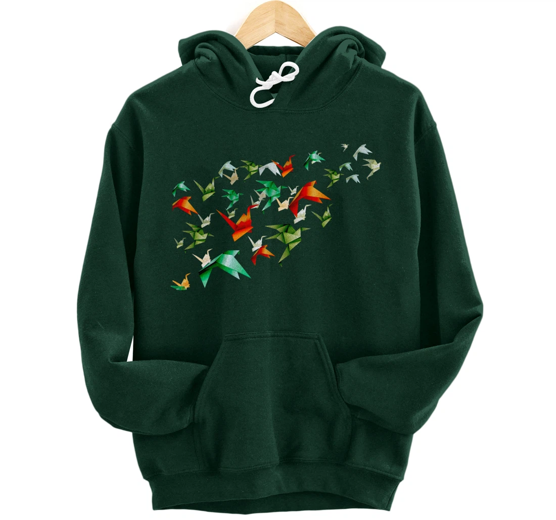 Origami Decorative Paper Cranes Japanese Paper Bird Lover Pullover Hoodie