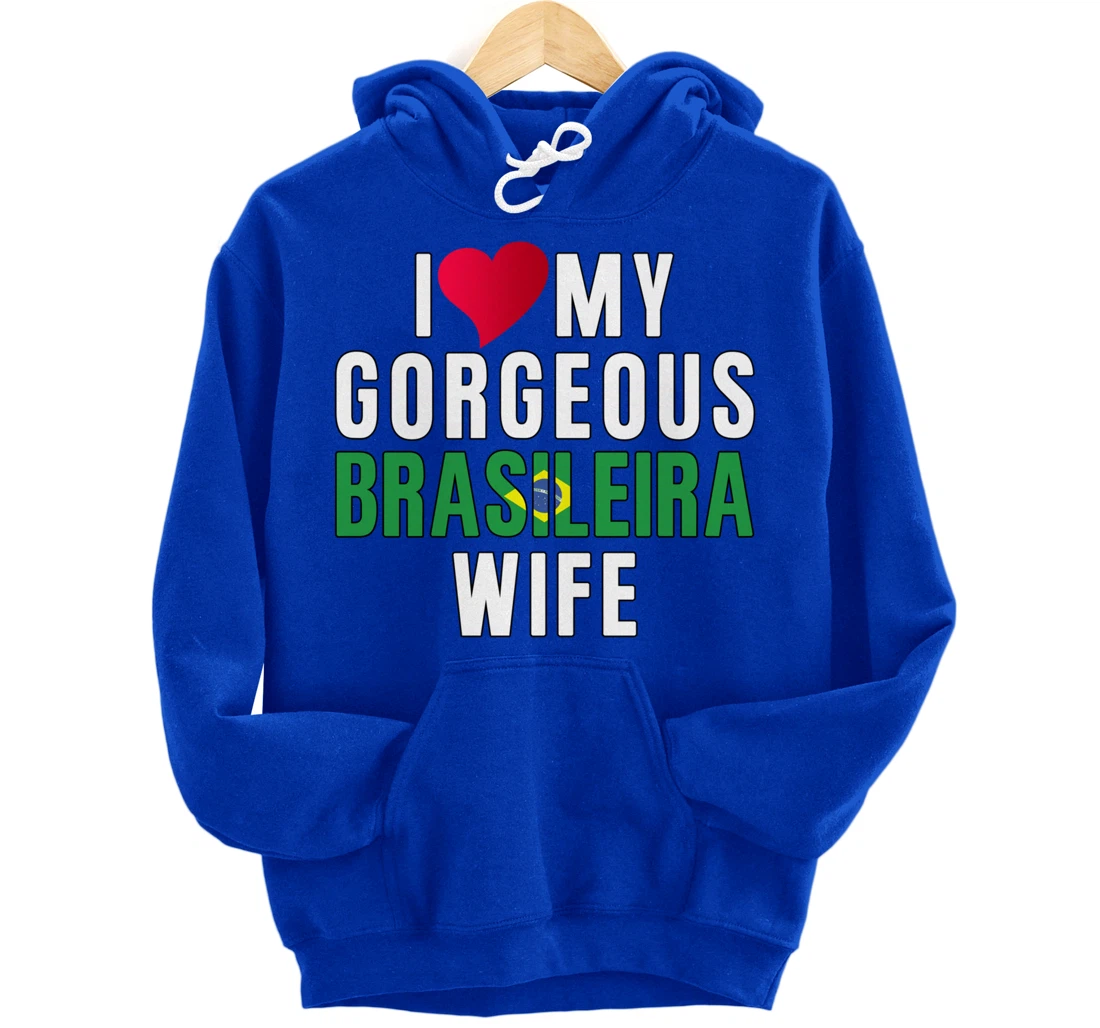 Brazil Flag Camiseta de Brasil I Love My Brasileira Wife Pullover Hoodie