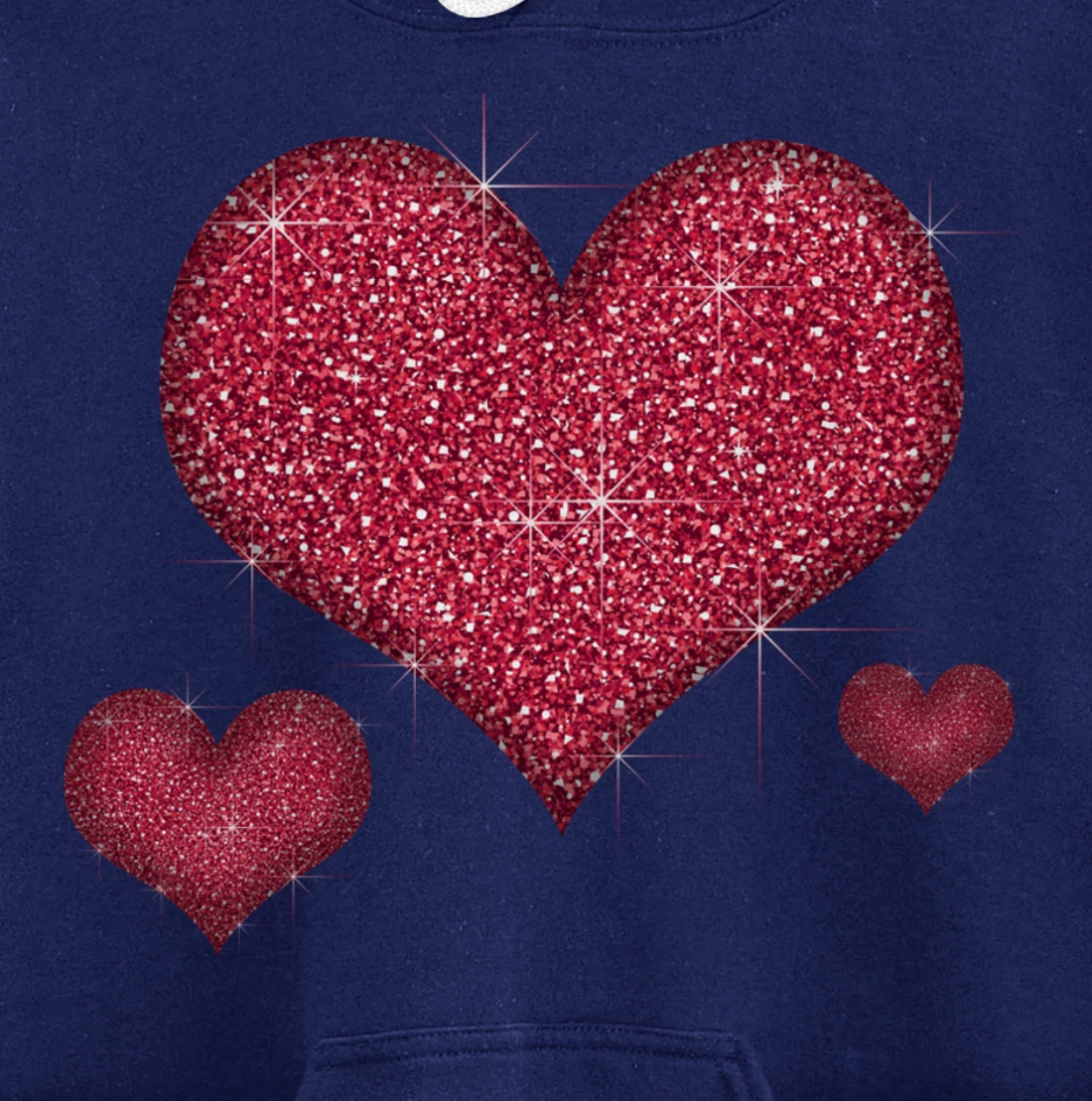Red Heart Valentine's Day Cool Sparkle Heart Pullover Hoodie