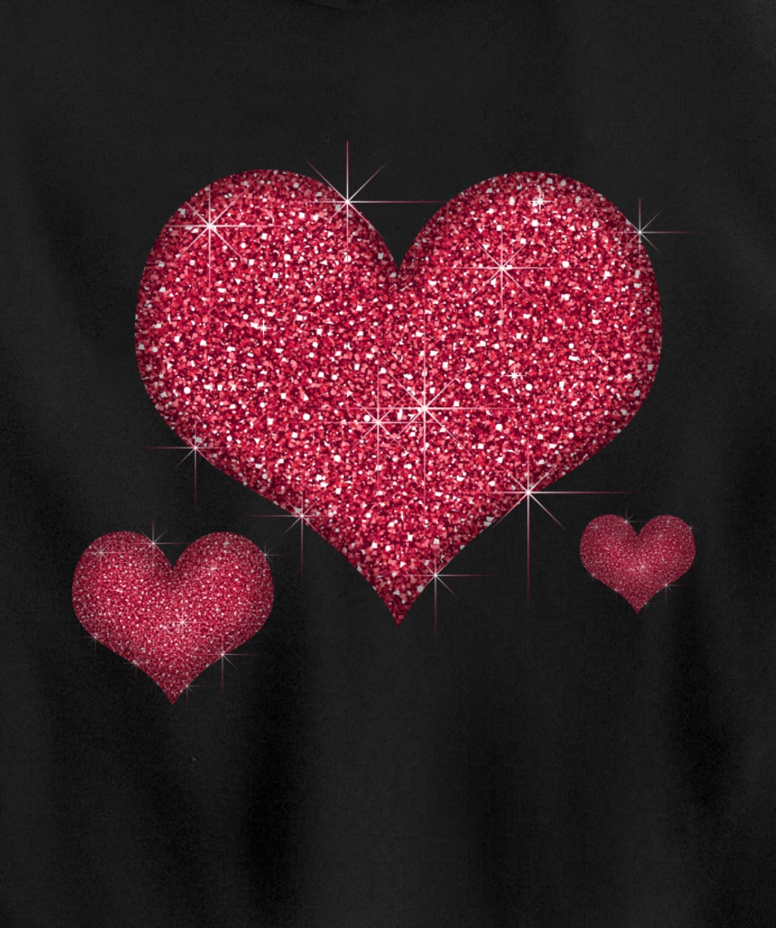 Red Heart Valentine's Day Cool Sparkle Heart Pullover Hoodie