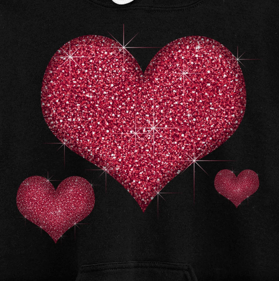 Red Heart Valentine's Day Cool Sparkle Heart Pullover Hoodie