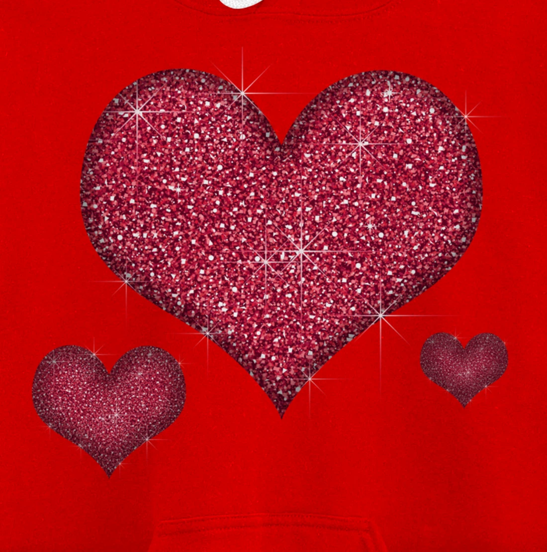 Red Heart Valentine's Day Cool Sparkle Heart Pullover Hoodie