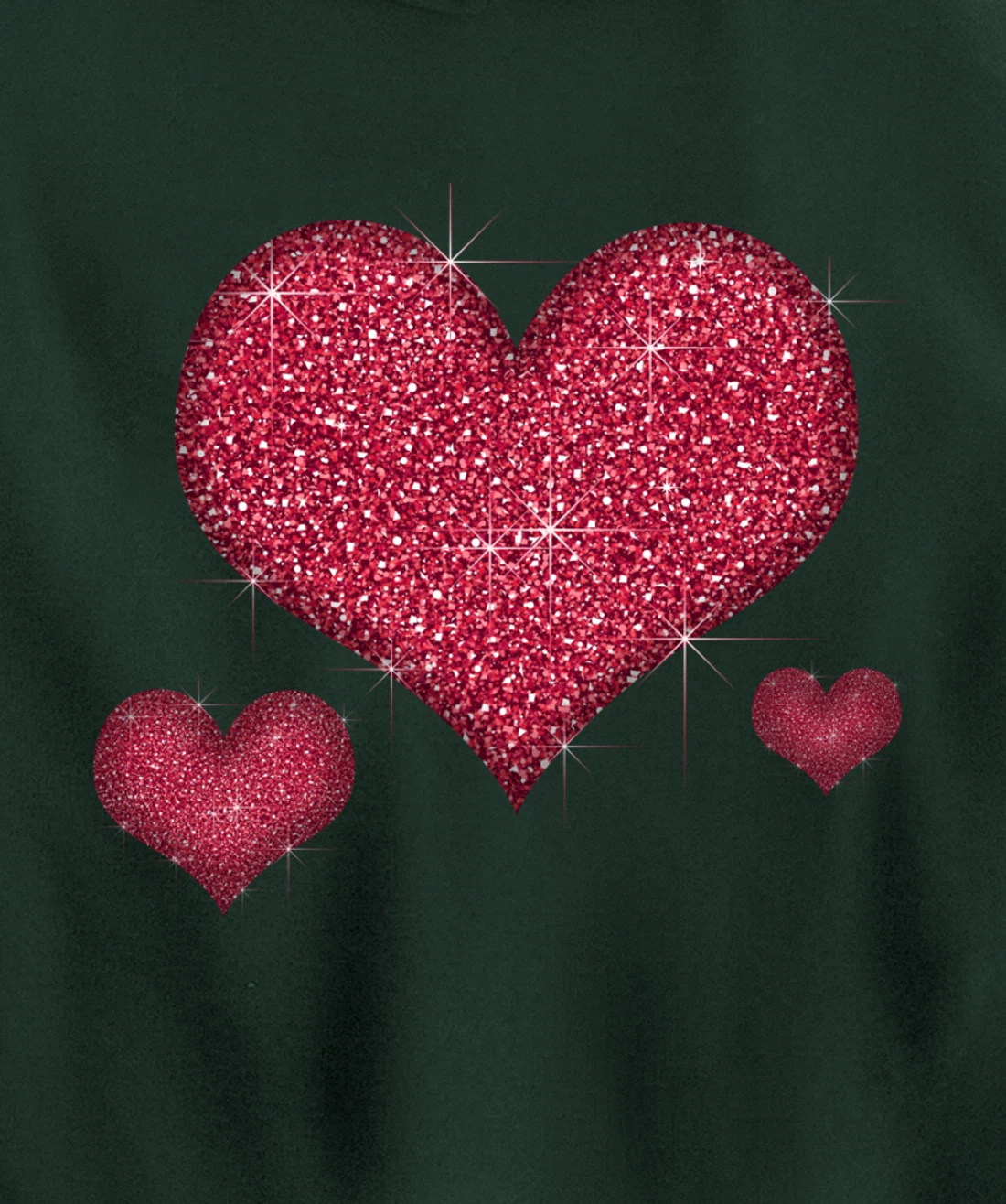 Red Heart Valentine's Day Cool Sparkle Heart Pullover Hoodie