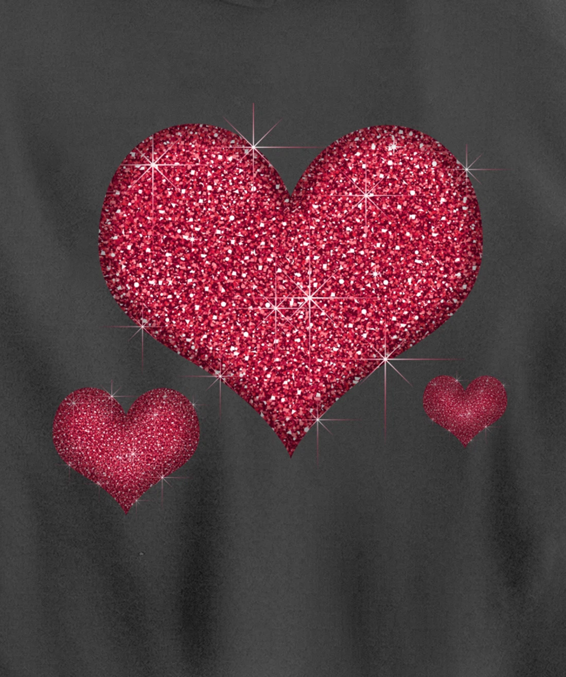 Red Heart Valentine's Day Cool Sparkle Heart Pullover Hoodie