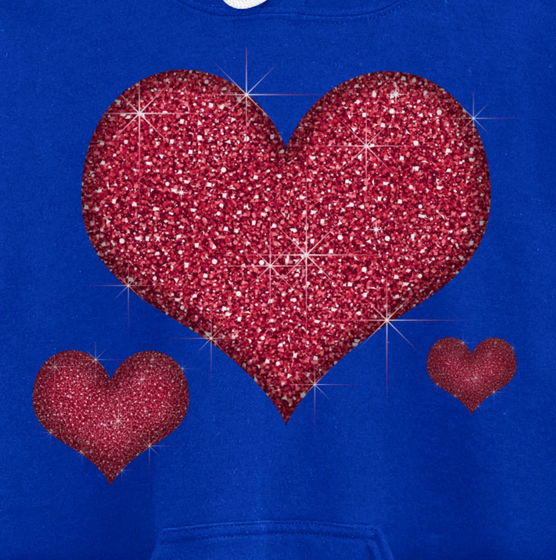 Red Heart Valentine's Day Cool Sparkle Heart Pullover Hoodie