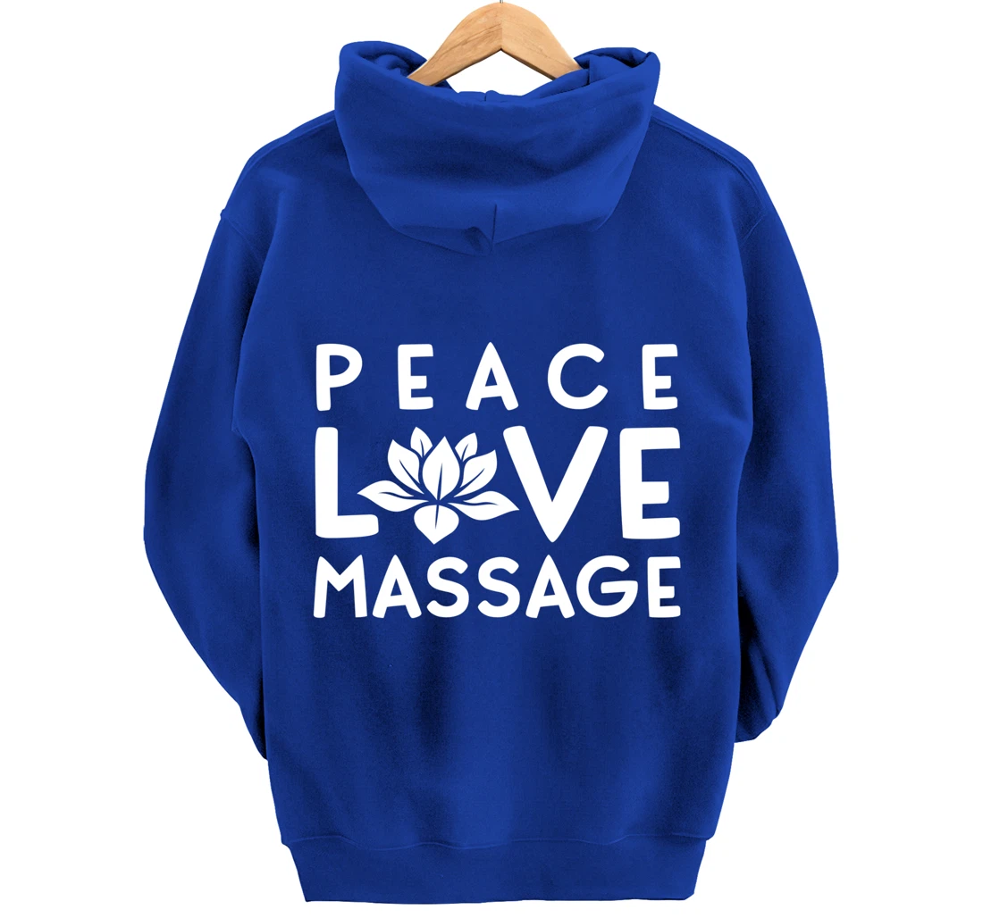 Funny Peace Love Massage Therapist Gifts For Women Therapy Pullover Hoodie