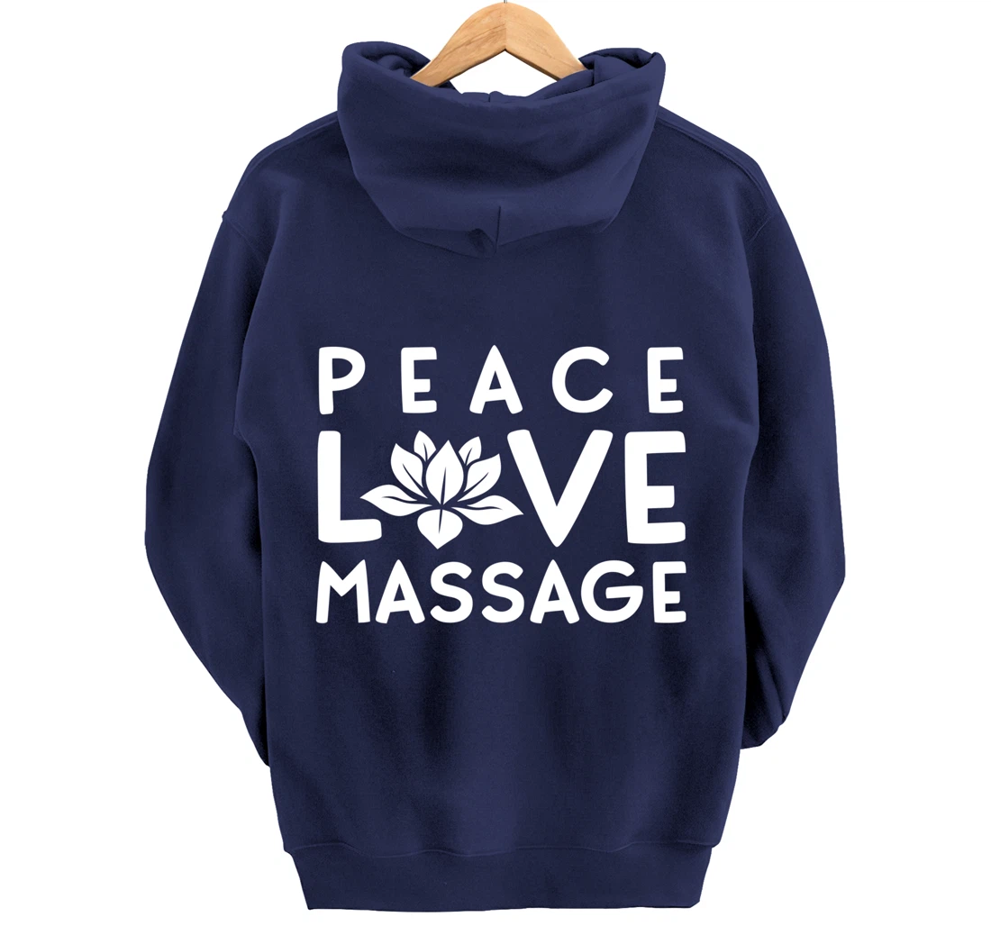 Funny Peace Love Massage Therapist Gifts For Women Therapy Pullover Hoodie