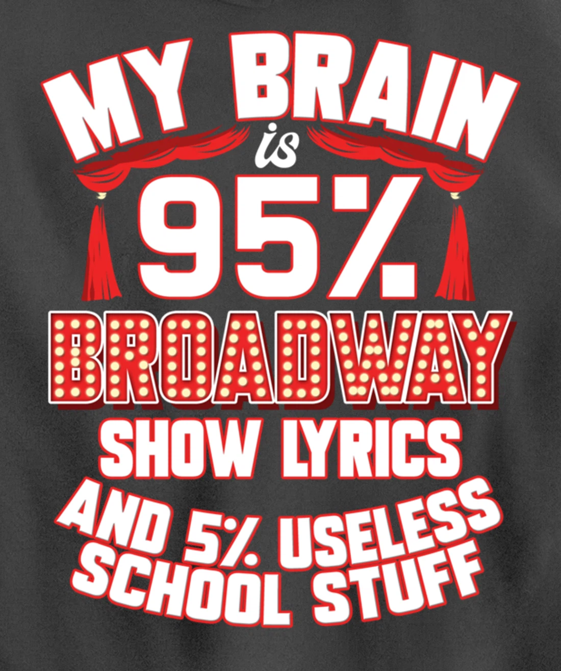 Theatre My Brain Is 95% Broadway Show Lyrics Musical Theater Pullover Hoodie