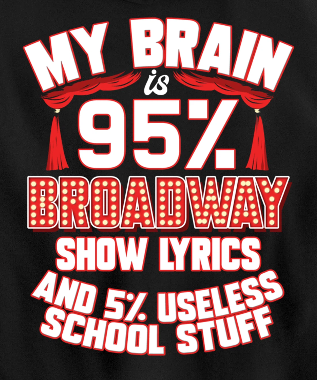 Theatre My Brain Is 95% Broadway Show Lyrics Musical Theater Pullover Hoodie