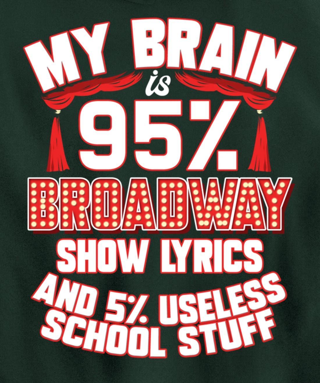 Theatre My Brain Is 95% Broadway Show Lyrics Musical Theater Pullover Hoodie