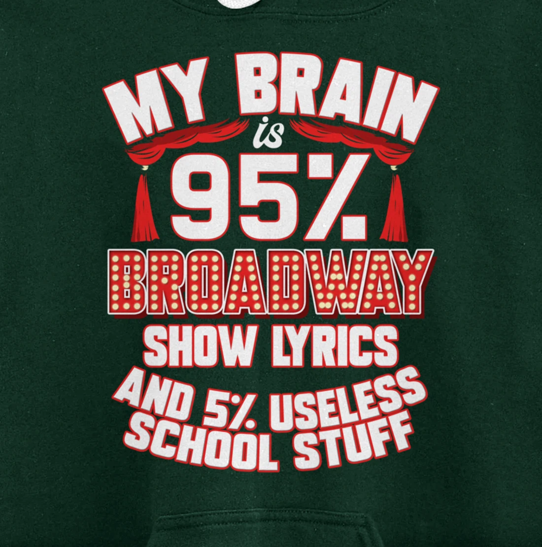 Theatre My Brain Is 95% Broadway Show Lyrics Musical Theater Pullover Hoodie