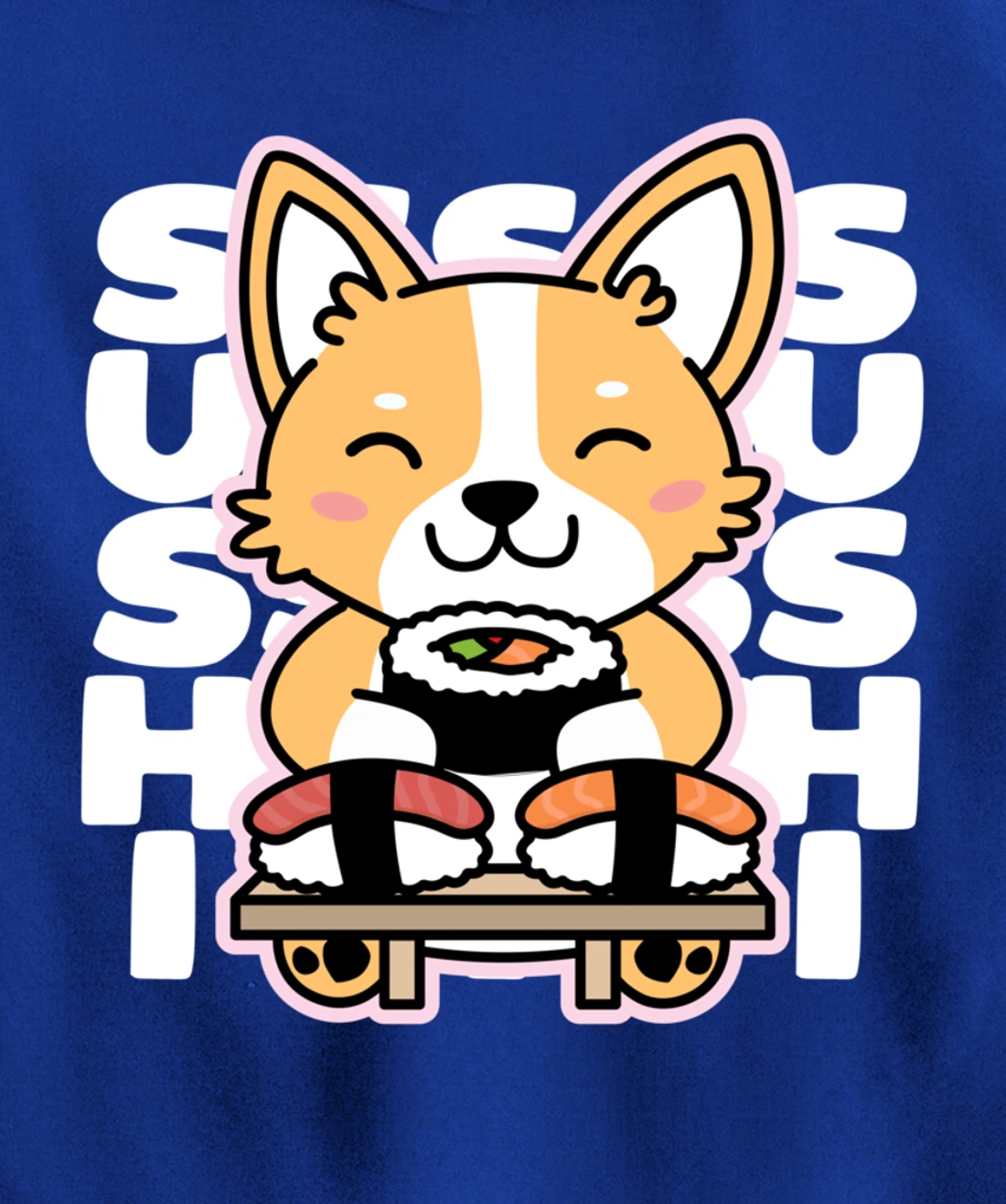 Kawaii Sushi Cute Anime Dog Corgi Japanese Food Nigiri Dark Pullover Hoodie