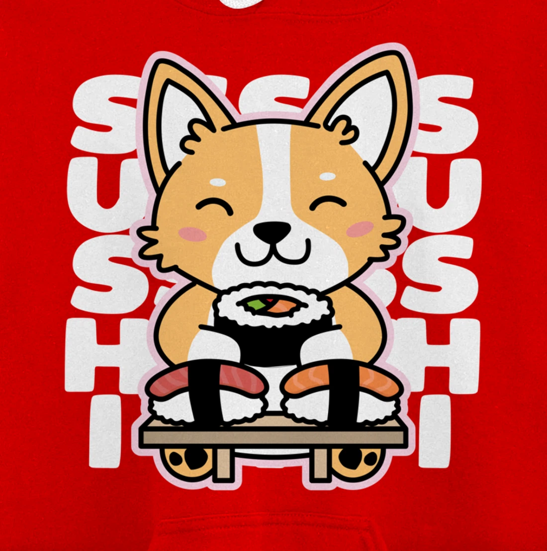 Kawaii Sushi Cute Anime Dog Corgi Japanese Food Nigiri Dark Pullover Hoodie