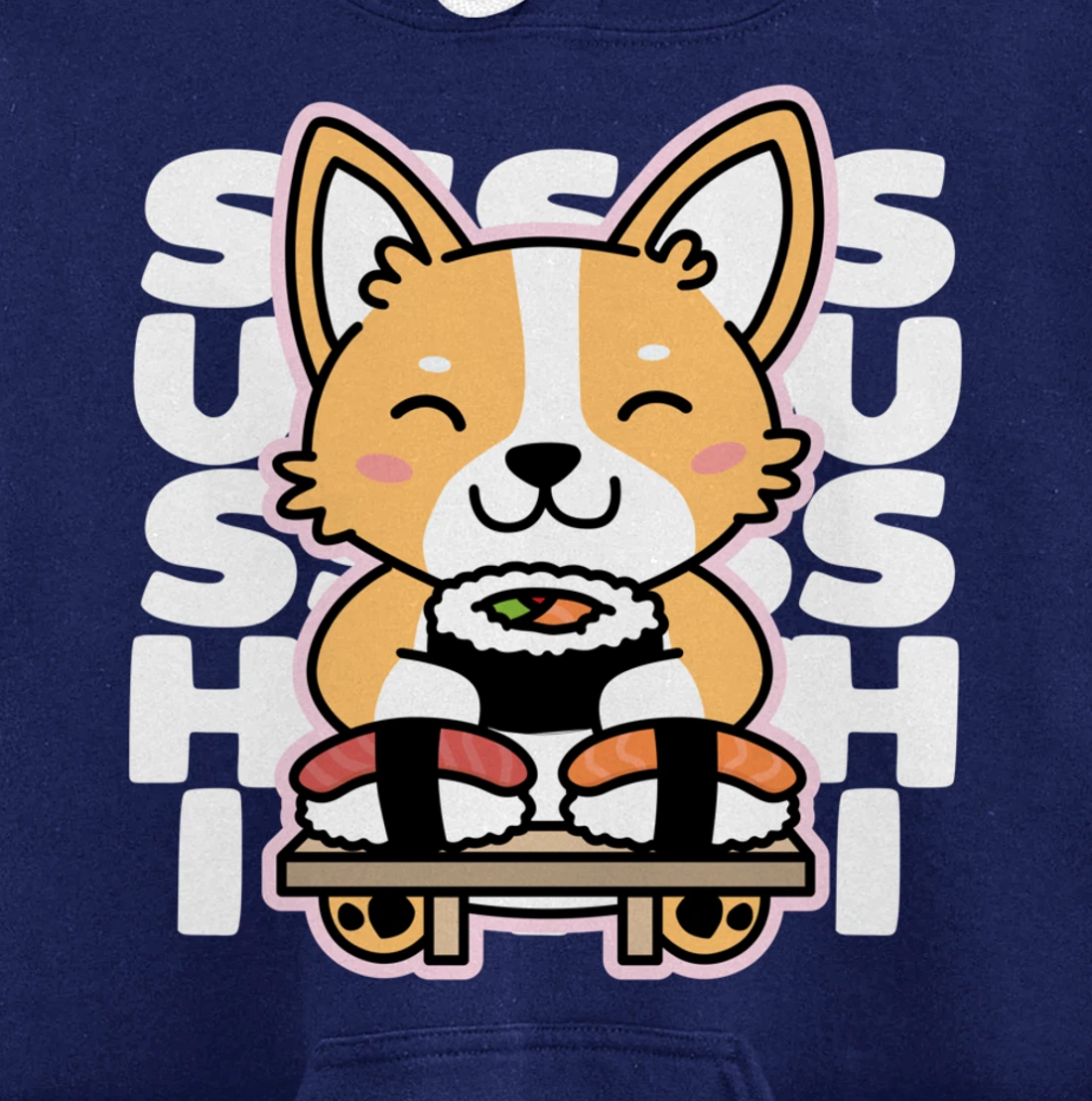 Kawaii Sushi Cute Anime Dog Corgi Japanese Food Nigiri Dark Pullover Hoodie