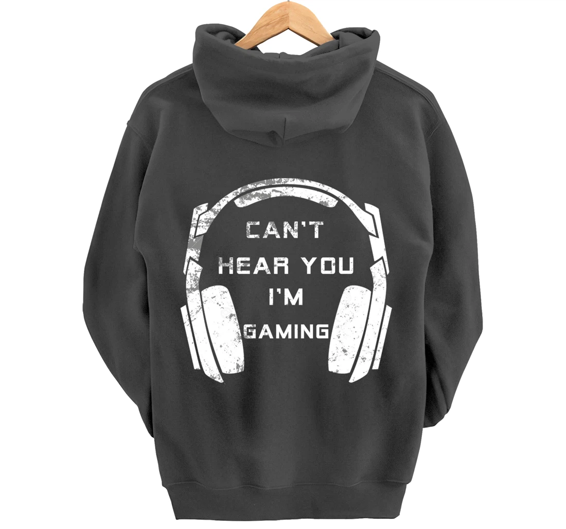 Vintage Headset Can't Hear You I'm Gaming Shirt Gamer Gift Pullover Hoodie