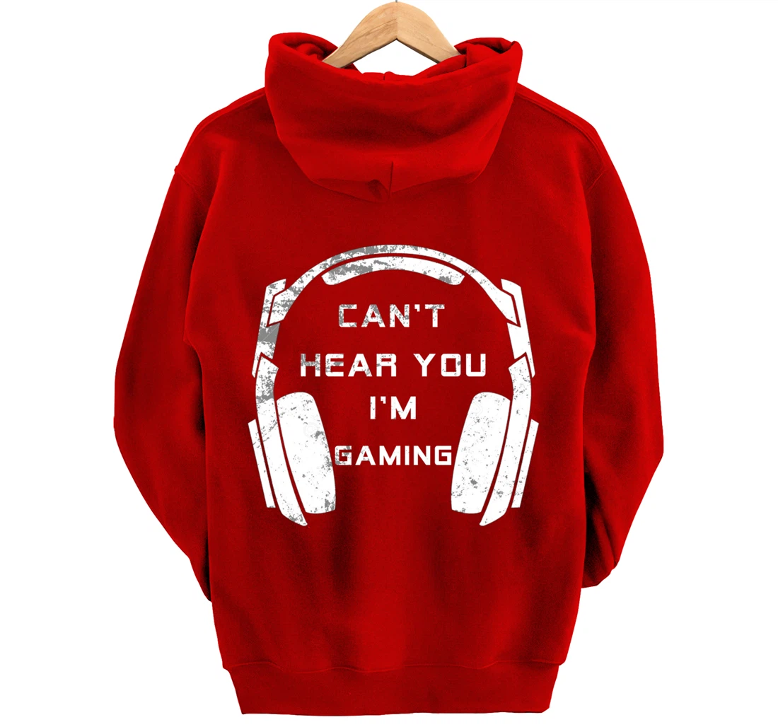Vintage Headset Can't Hear You I'm Gaming Shirt Gamer Gift Pullover Hoodie