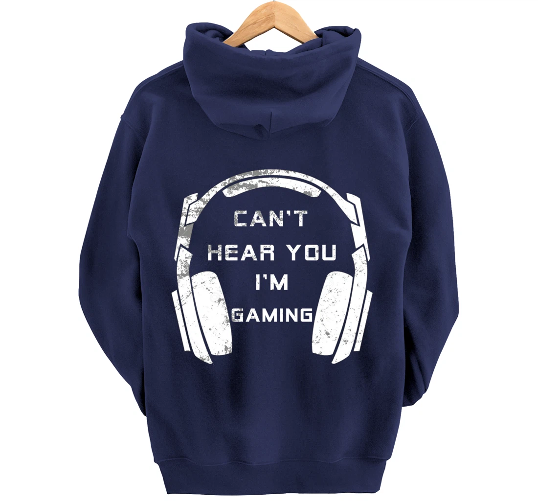 Vintage Headset Can't Hear You I'm Gaming Shirt Gamer Gift Pullover Hoodie
