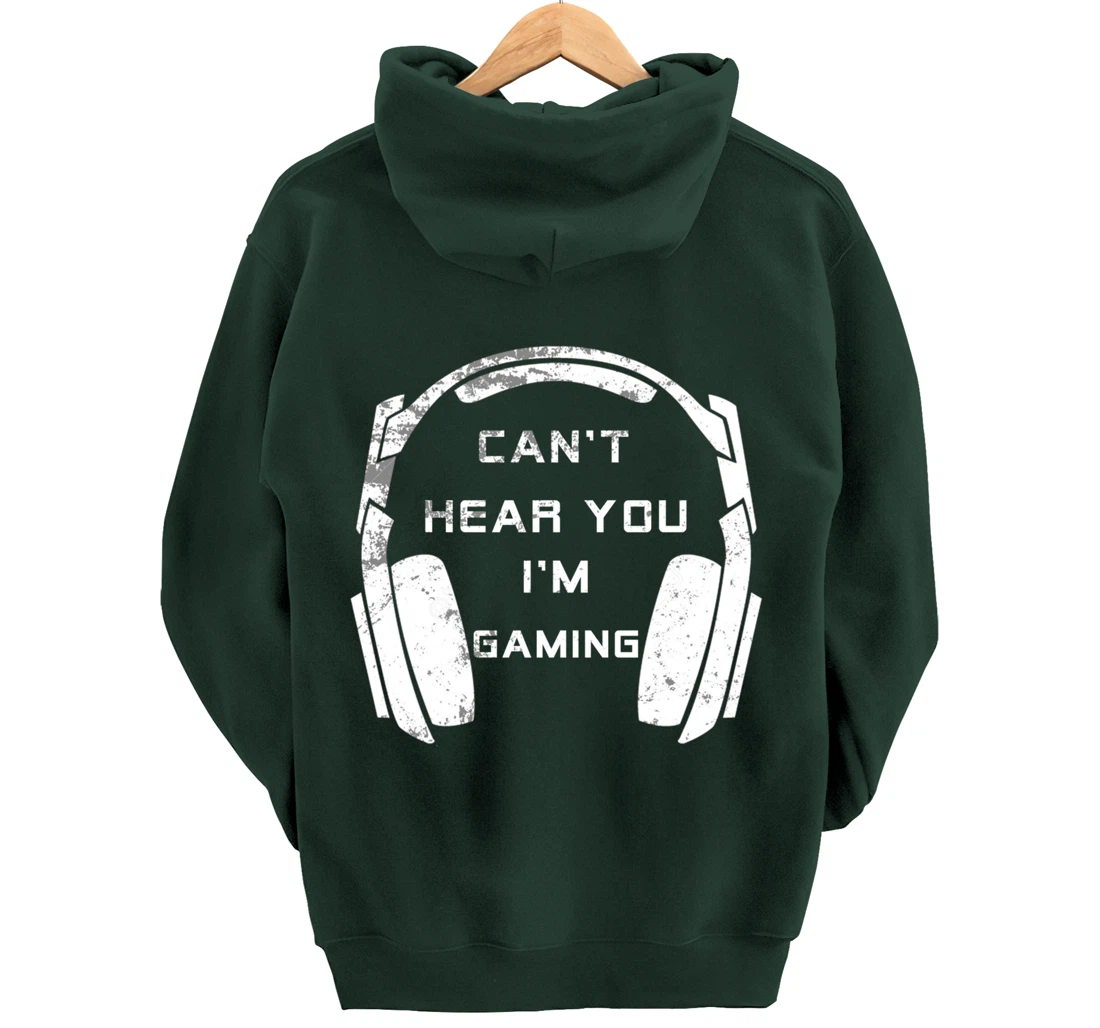 Vintage Headset Can't Hear You I'm Gaming Shirt Gamer Gift Pullover Hoodie