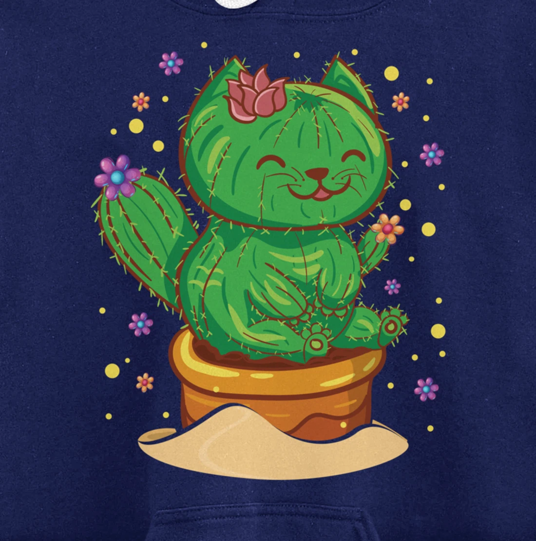 Succulent Cat Sitting In Flower Cactus Pot Flowers Cat Pullover Hoodie