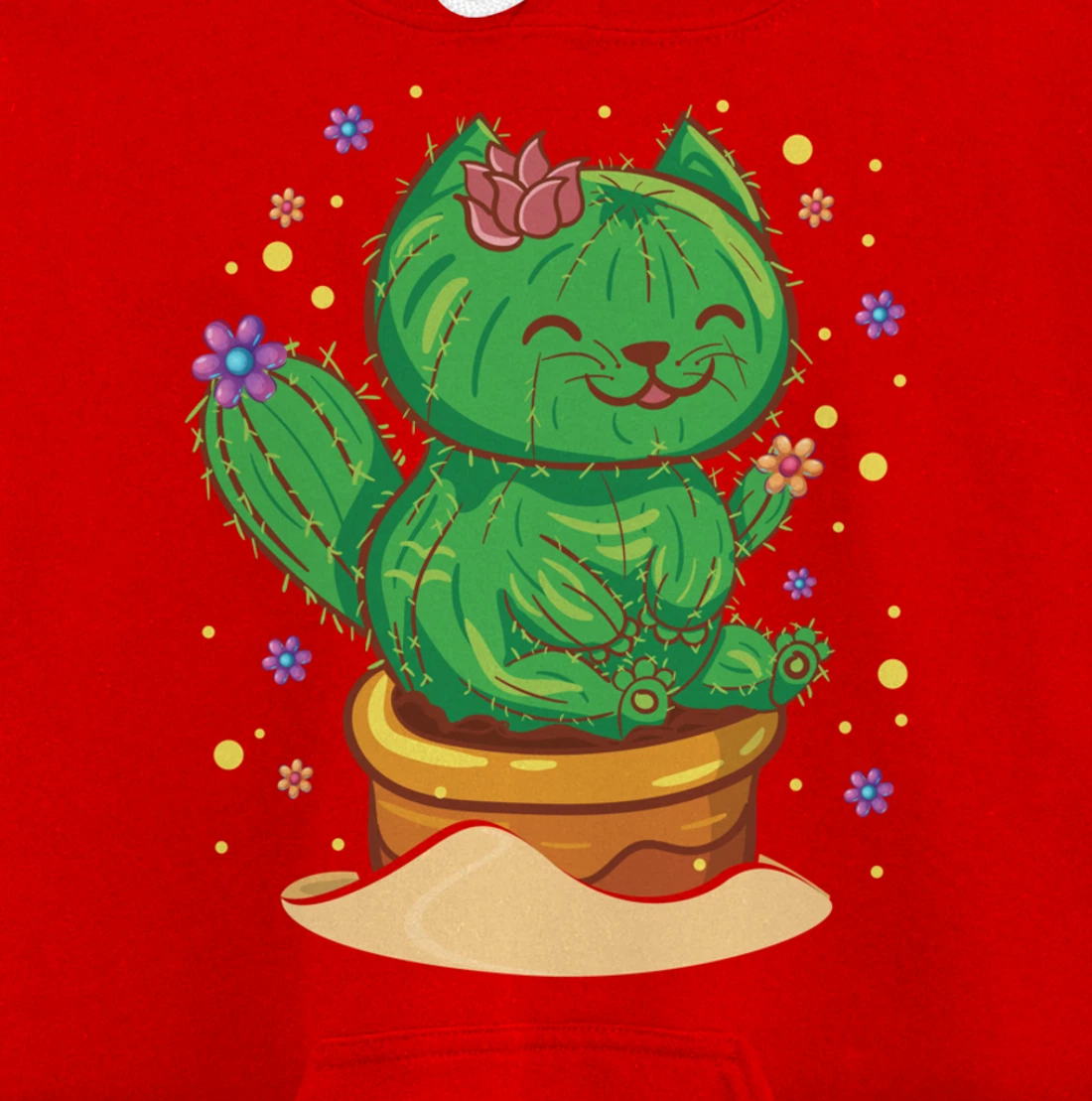 Succulent Cat Sitting In Flower Cactus Pot Flowers Cat Pullover Hoodie