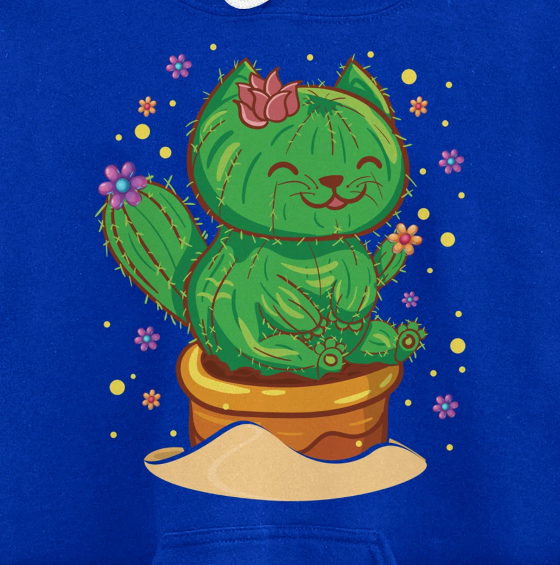 Succulent Cat Sitting In Flower Cactus Pot Flowers Cat Pullover Hoodie