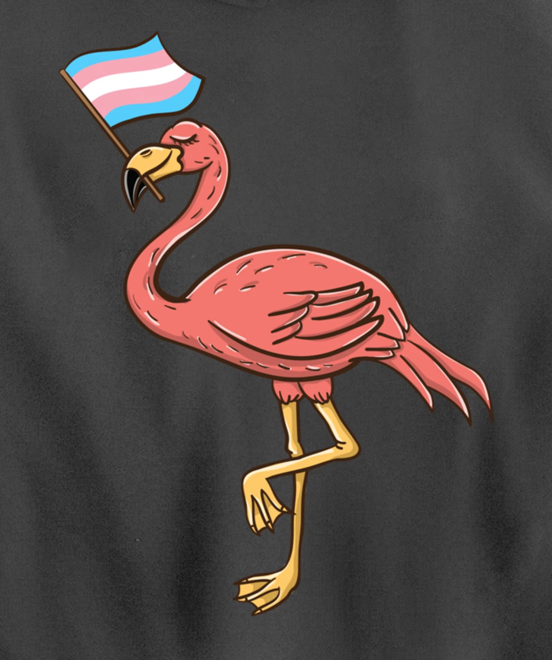 Flamingo With Trans Pride Flag Transgender Pride Pullover Hoodie