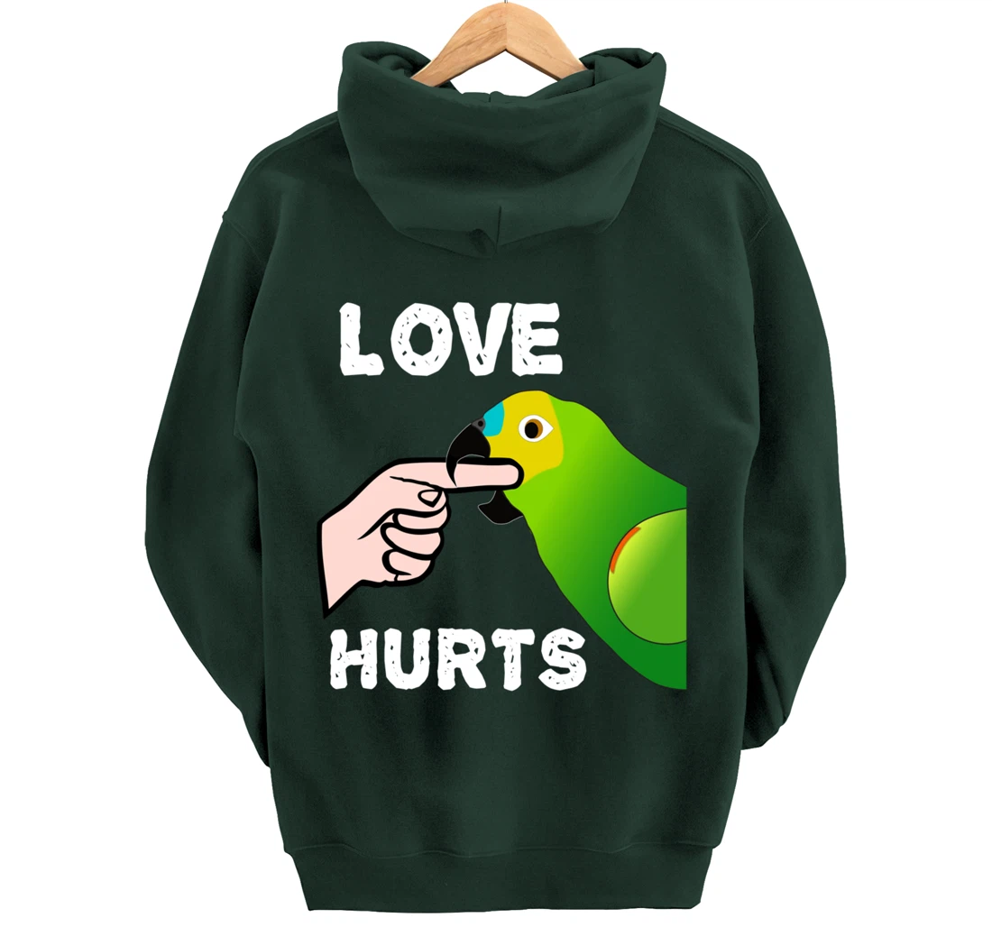 Love Hurts Blue Fronted Amazona Parrot Pullover Hoodie