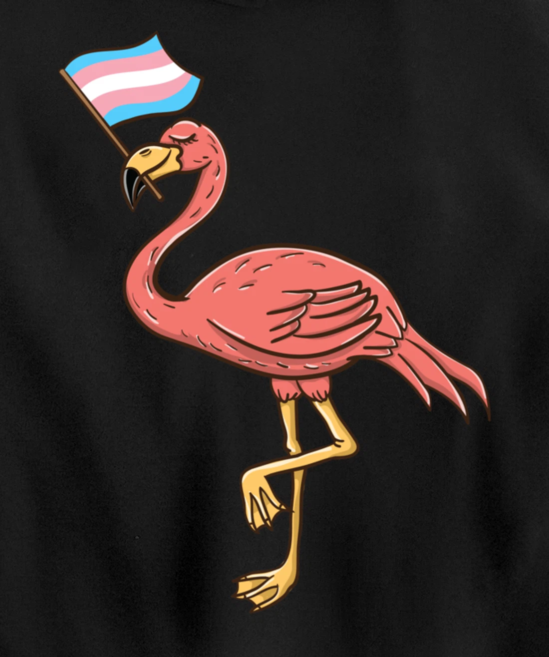 Flamingo With Trans Pride Flag Transgender Pride Pullover Hoodie