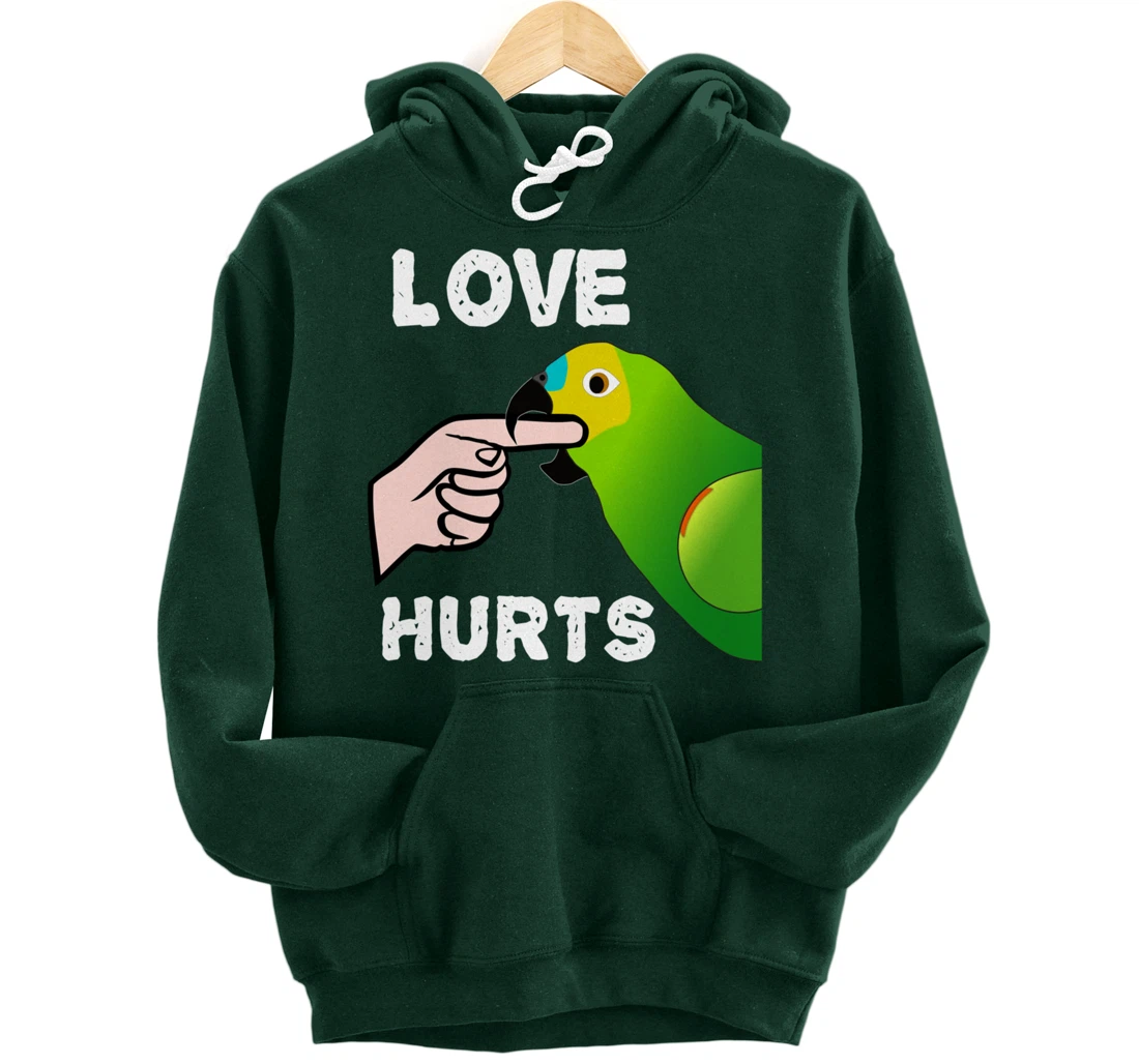 Love Hurts Blue Fronted Amazona Parrot Pullover Hoodie