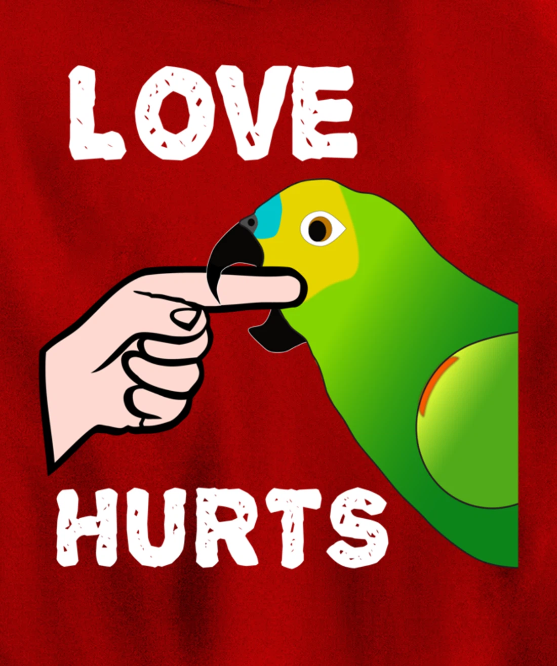 Love Hurts Blue Fronted Amazona Parrot Pullover Hoodie