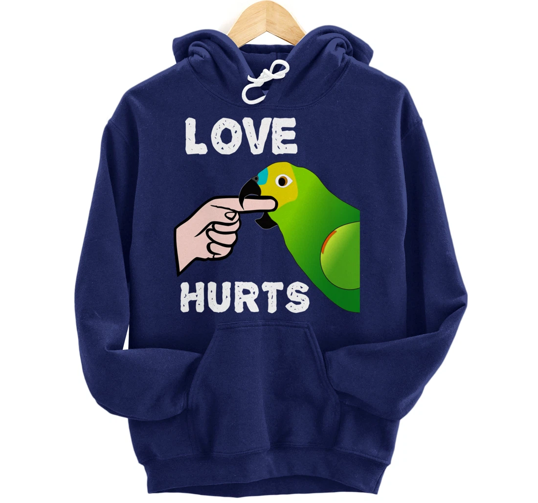 Love Hurts Blue Fronted Amazona Parrot Pullover Hoodie