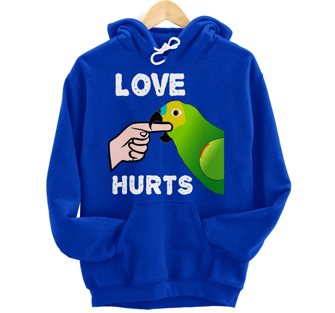 Love Hurts Blue Fronted Amazona Parrot Pullover Hoodie