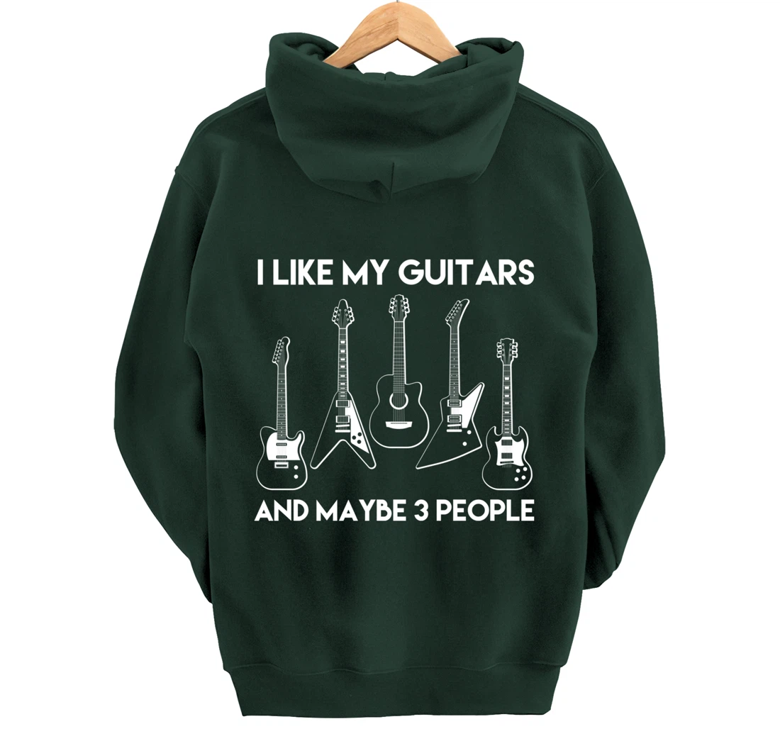 I Like Guitars and Maybe 3 People / Funny Vintage Guitar Pullover Hoodie