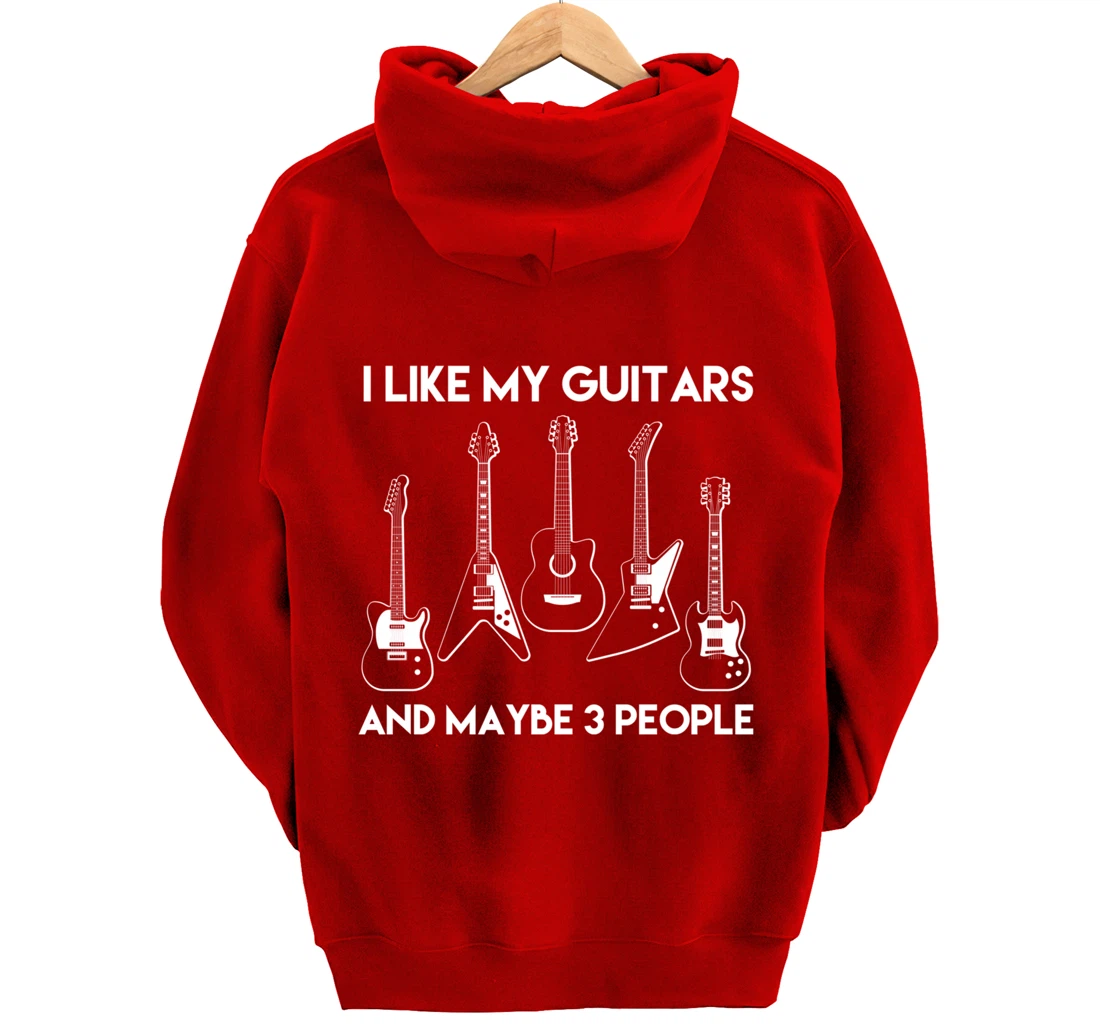 I Like Guitars and Maybe 3 People / Funny Vintage Guitar Pullover Hoodie