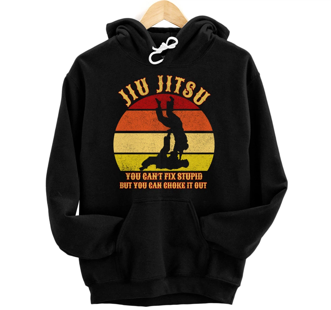 Jiu Jitsu Shirts Funny Can't Fix Stupid Men BJJ MMA Jujitsu Pullover Hoodie